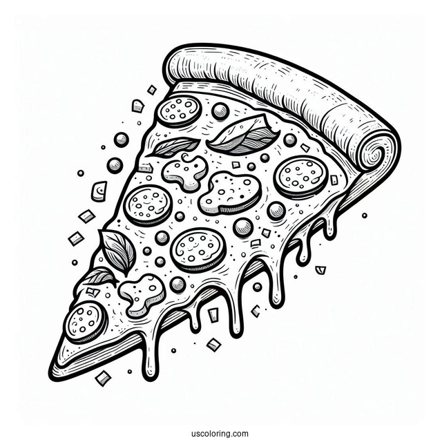 Pizza Slice With Lots Of Melting Cheese To Color
