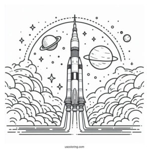 Simple Outline Of Saturn V Rocket To Color