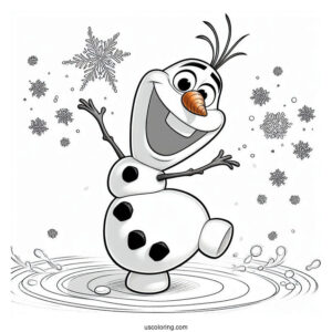 Olaf Making A Snow Angel To Color