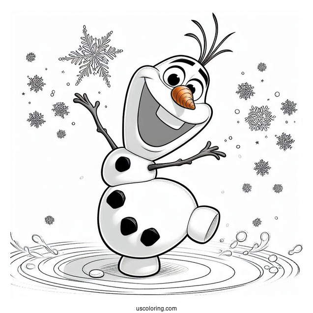 Olaf Making A Snow Angel To Color