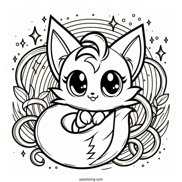 Smiling Tails Coloring Page Surrounded By Gold Rings