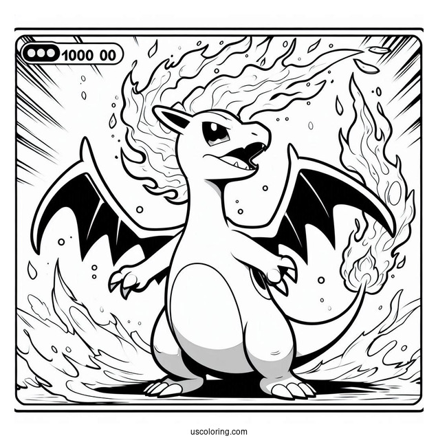 Charizard Fireblast Pokemon Card Coloring Page