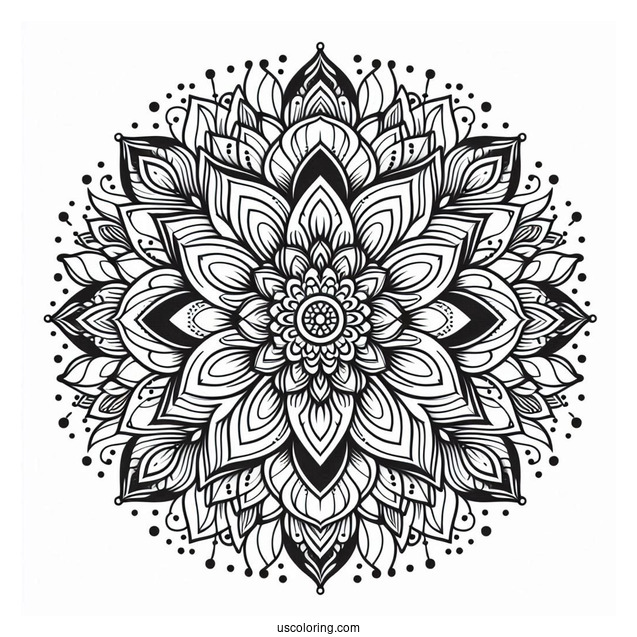 Multi Layered Flower Mandala Coloring Page