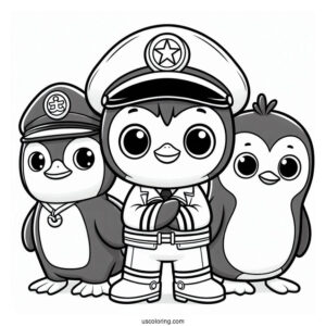 Octonauts Coloring Page Of Detailed Captain Barnacles, Kwazii, And Peso Penguin