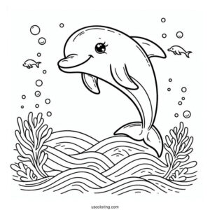 Smiling Dolphin Coloring Sheet For Kids