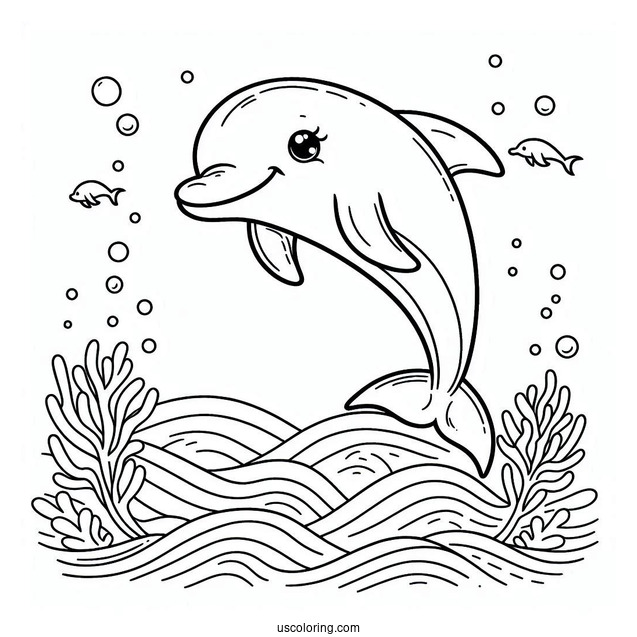 Smiling Dolphin Coloring Sheet For Kids