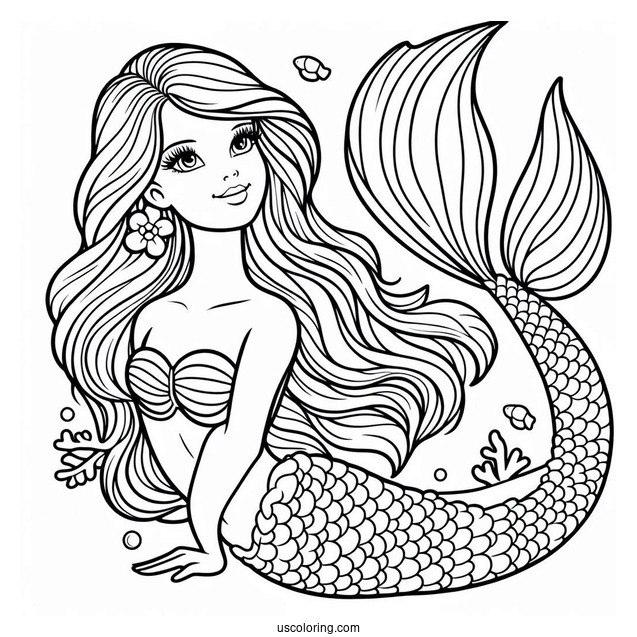 Barbie Mermaid Coloring Sheet For Kids