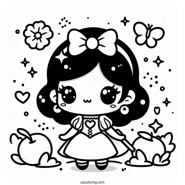 Simple Kawaii Snow White Coloring Page