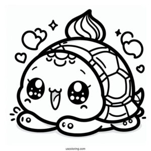 Cute Kawaii Turtle Coloring Page For Preschoolers