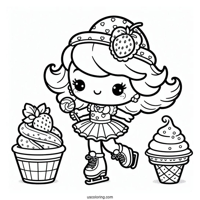 Strawberry Shortcake Coloring Page of Lemon Meringue Ice Skating