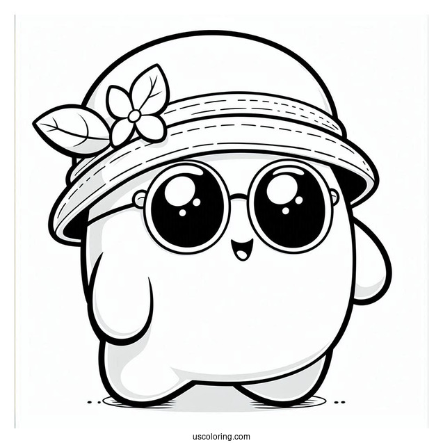 Boo In Bowl Hat And Shy Guy Coloring Page Wearing Aviator Glasses