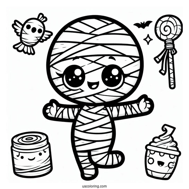 Cute Chibi Mummy Coloring Page For Kids