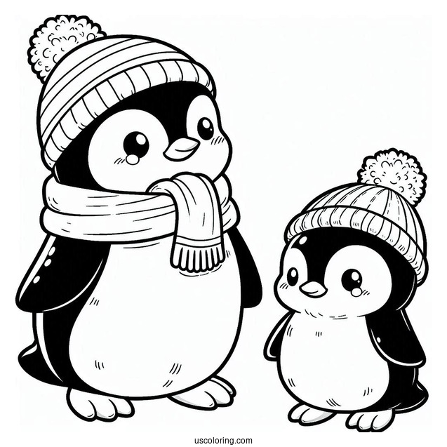 Cute Cartoon Penguin Coloring Sheet