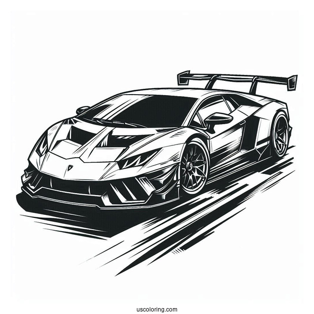 Coloring Page Of Lamborghini Race Car