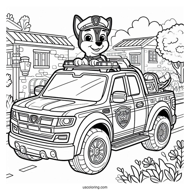 Coloring Page Of Chase In Police Truck