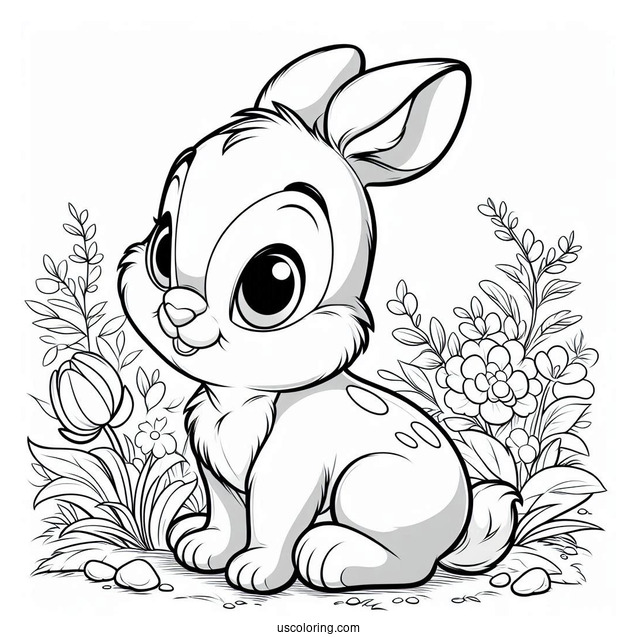 Thumper Rabbit From Bambi Coloring Page