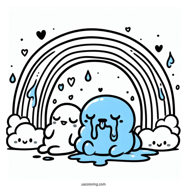 Blue Rainbow Friends Coloring Page With Drool