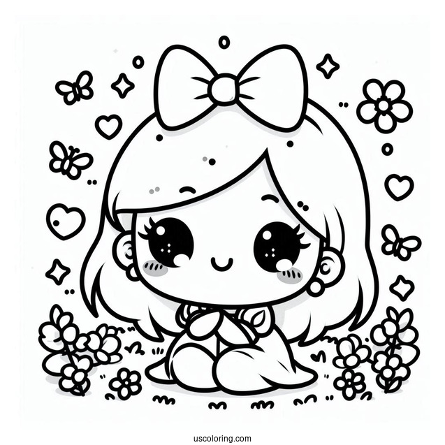 Simple Kawaii Snow White Coloring Page
