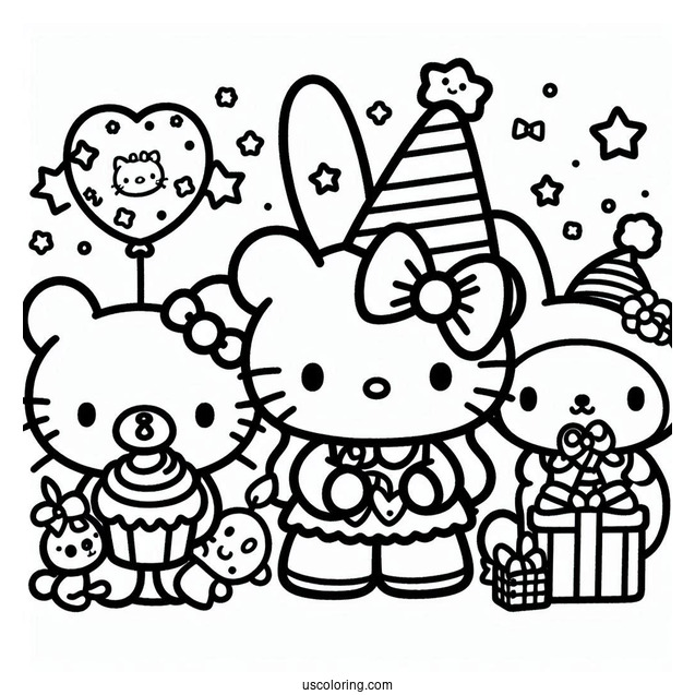 Full Page Sanrio Coloring Page Of All Characters