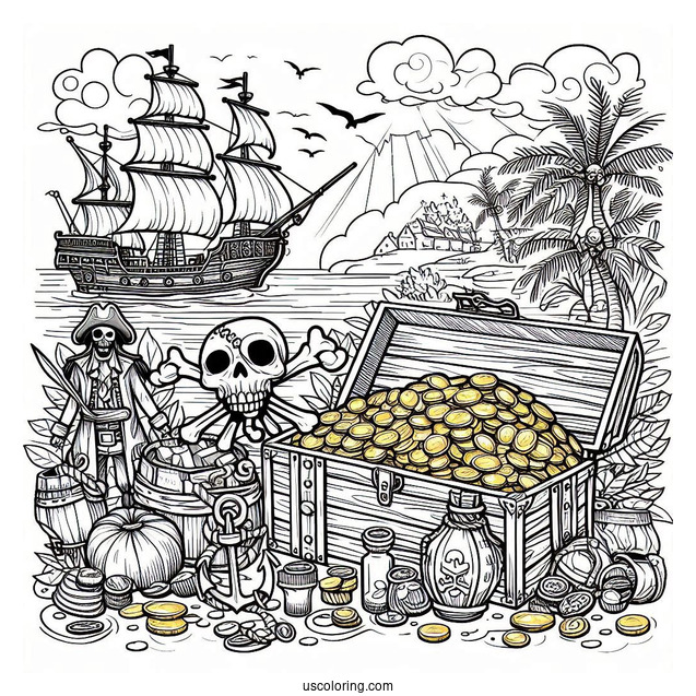 Coloring Page Of Pirates Gold