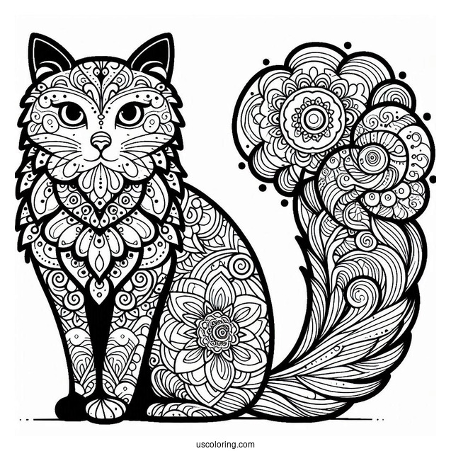 Cat Mandala Coloring In For Adults