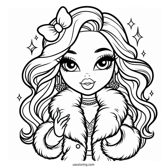 Bratz Meygan In Fur Coat Coloring Page