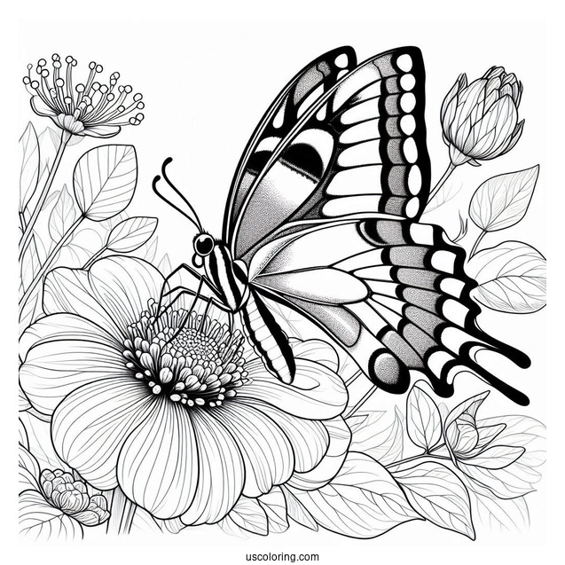 Swallowtail Butterfly Resting On Flower