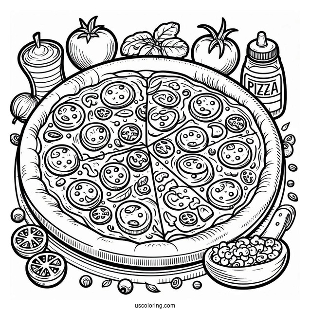 Easy Pizza Coloring Picture