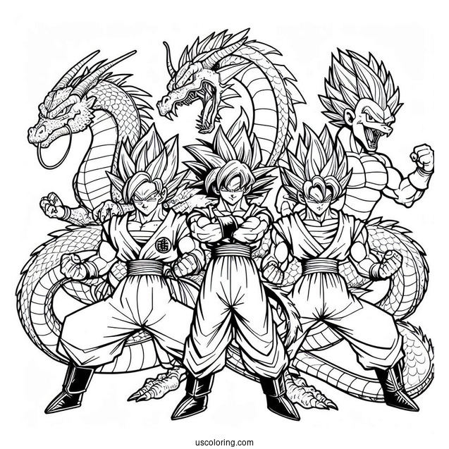 Dragon Team Coloring Page