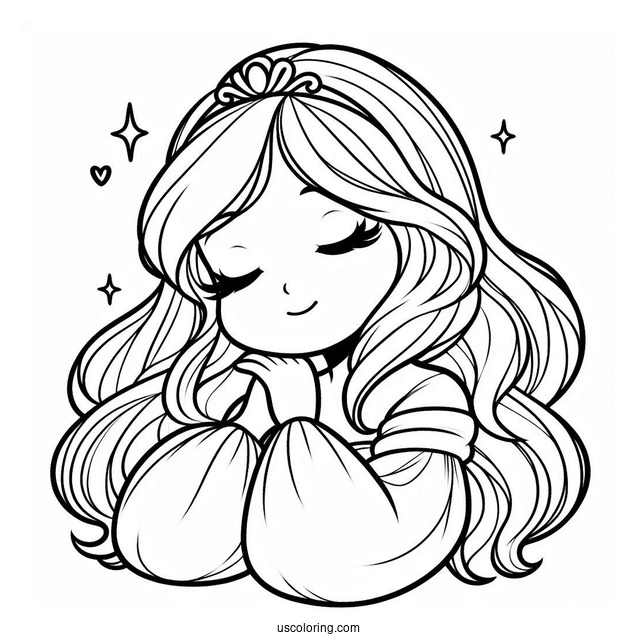 Young Sleeping Beauty Aurora Coloring Sheet For Kids