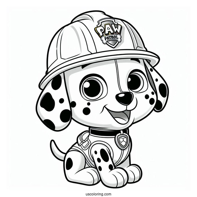 Dalmatian Marshall With Helmet To Color