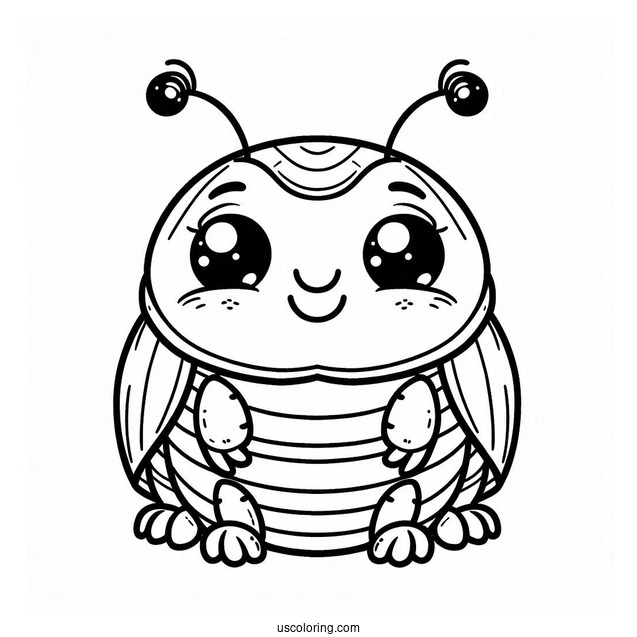 Smiling Beetle Coloring Page For Kids