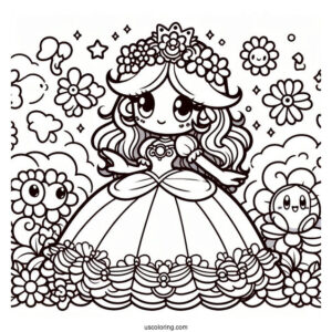 Princess Daisy Coloring Page With Kirby