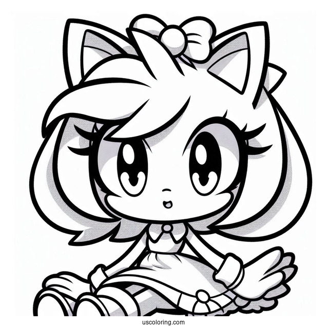 Kawaii Amy Rose Coloring Sheet For Kids