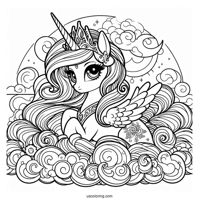 Detailed Princess Celestia Coloring Page