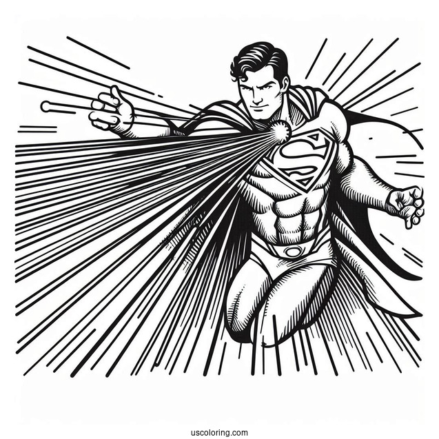 Superman With Laser Beams Coloring Page
