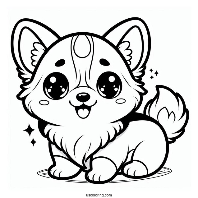 Cute Kawaii Corgi To Color