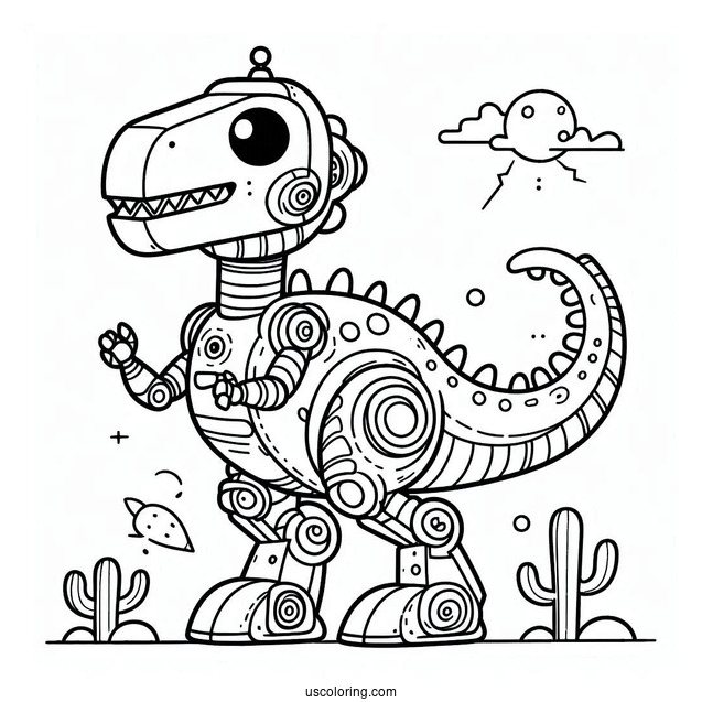 Robot Dinosaur Coloring Sheet