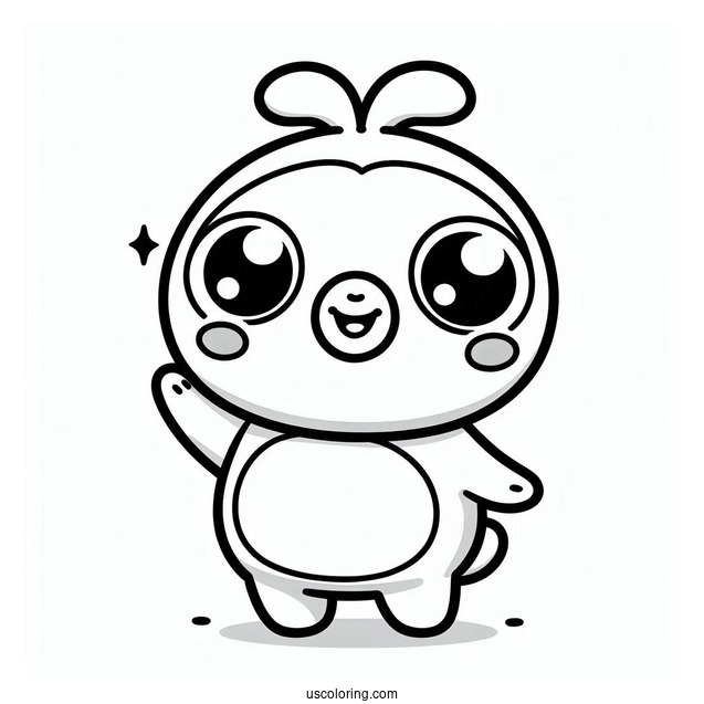 Pororo Coloring Page Of Simple Crong Waving For Preschoolers