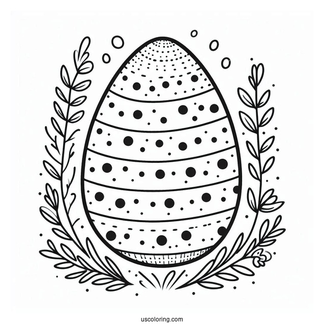 Easter Coloring Page Of Polka Dot Easter Egg