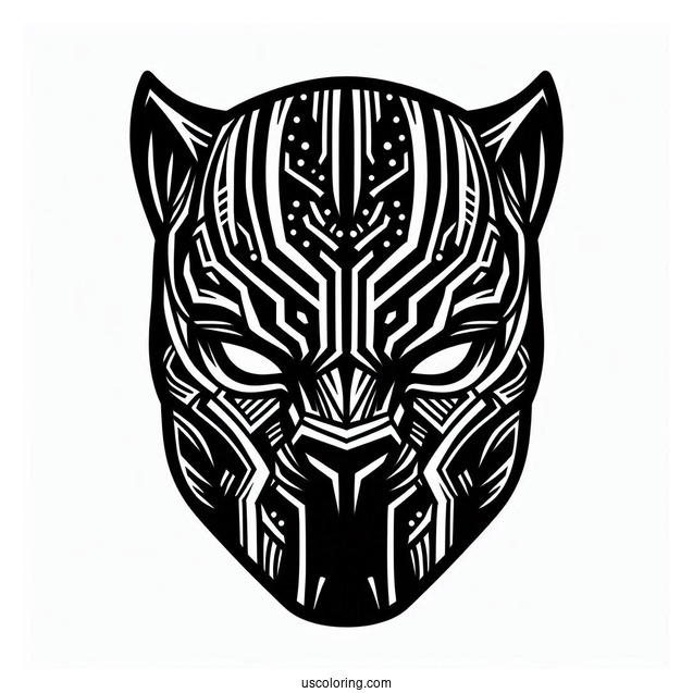 Black Panther Mask Coloring Page