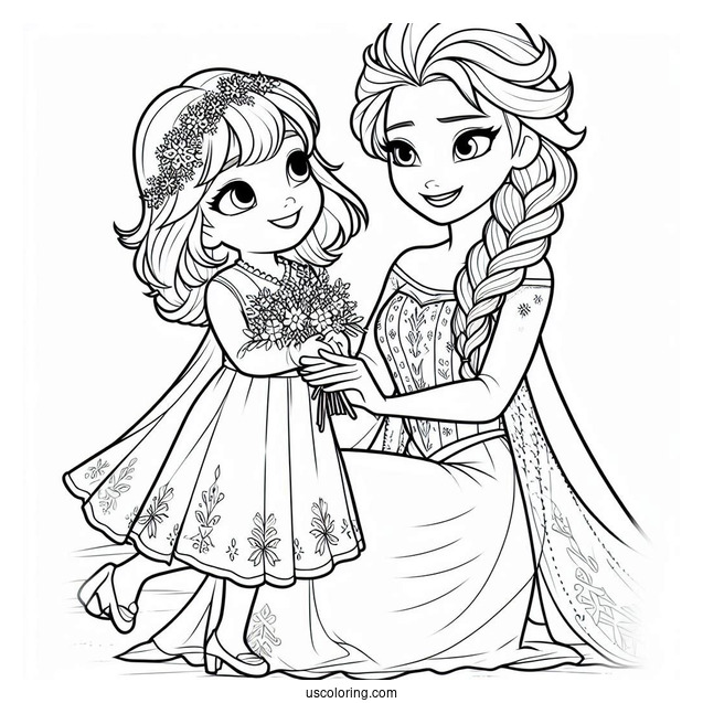 Elsa And Sister Holding Hands Coloring Sheet(1)