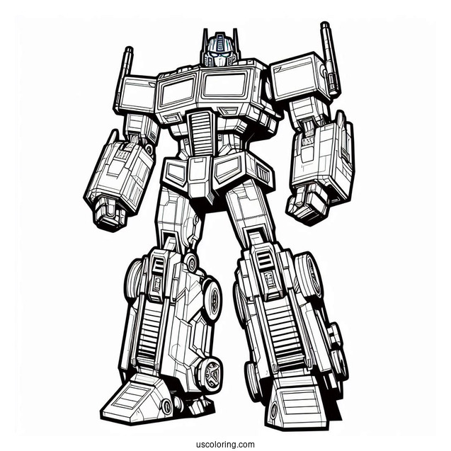Optimus Prime Robot Coloring Sheet