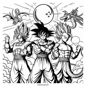 Dragon Ball Z Dragon Team Coloring Page