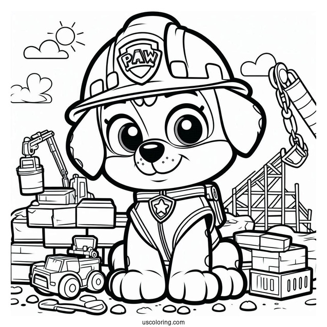 Easy Coloring Page Of Rubble From Paw Patrol