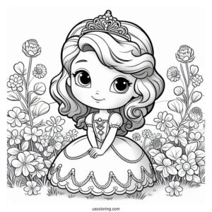 Sofia The First Coloring Page In Garden With Clover And Whatnaught
