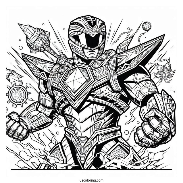 Detailed Power Rangers Megazord Coloring Sheet