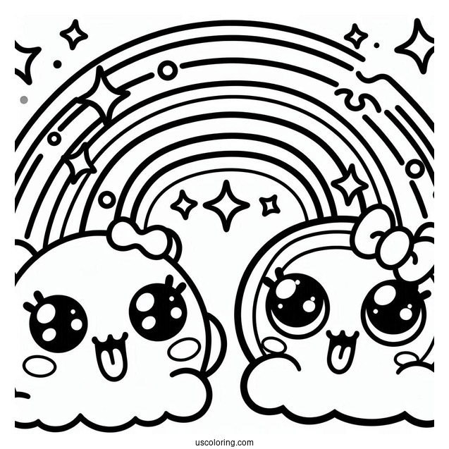 Green Rainbow Friends Coloring Page With Sparkling Eyes And Tongue Out