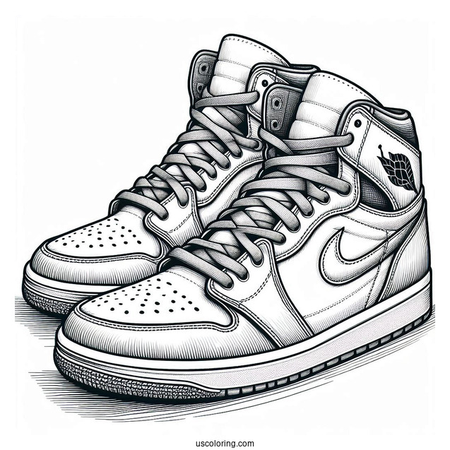 Detailed Pair Of Air Jordans Coloring Page