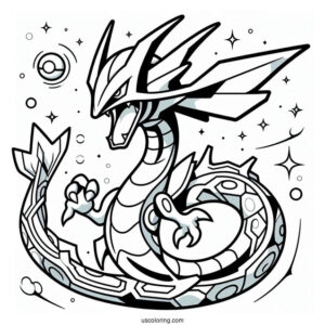 Mega Rayquaza Coloring Page In The Air